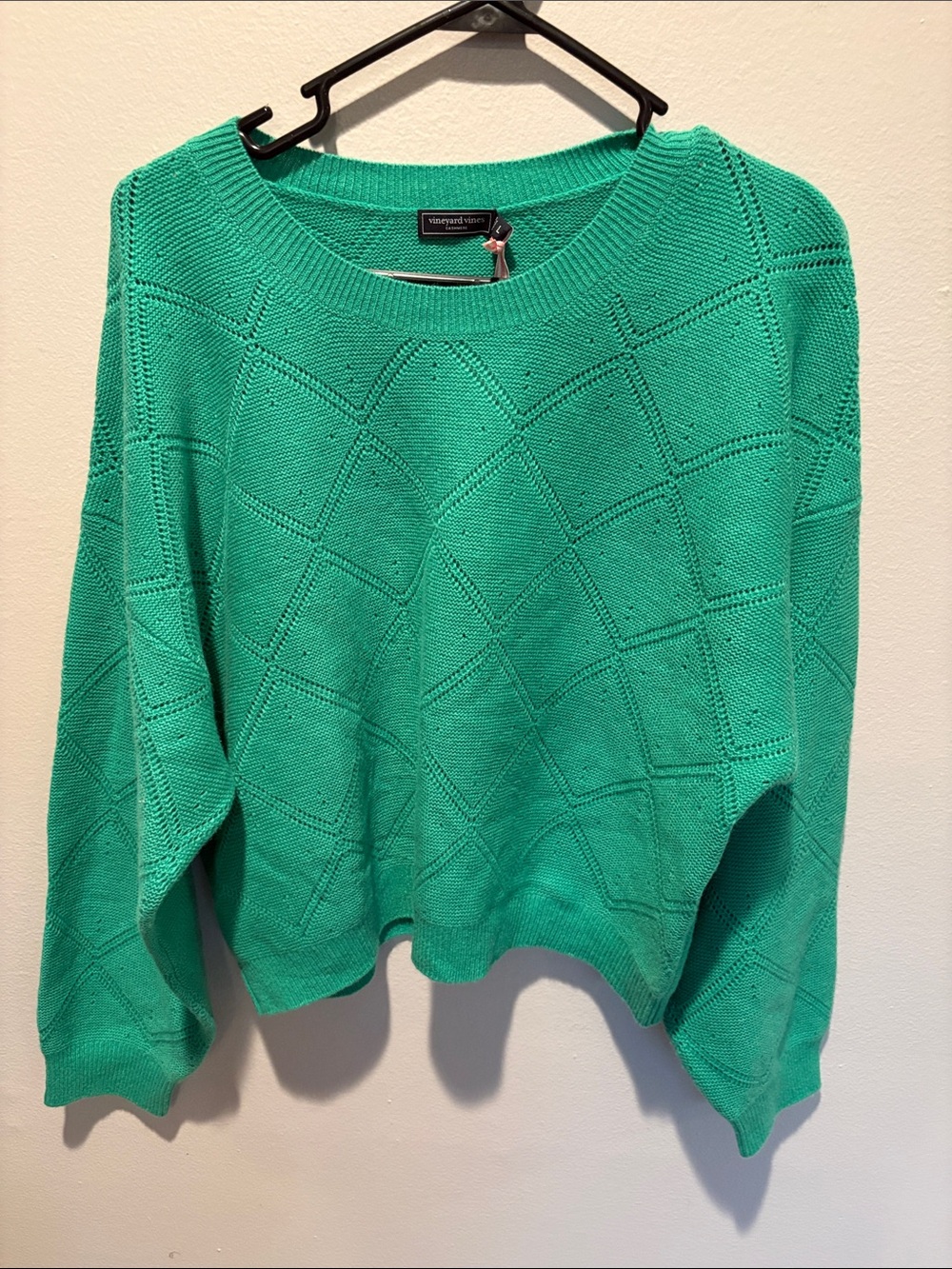 Vineyard Vines Teal Crewneck Diamond Stitch Sweater